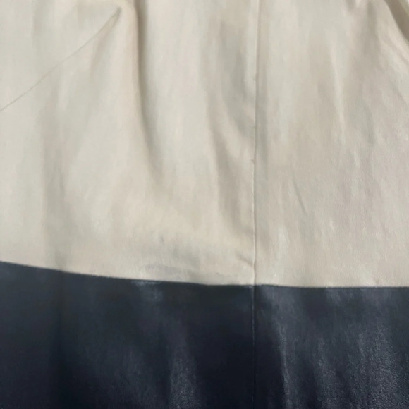 Theory Feria C Danish Leather Dress Bone & Black Lined Sleeveless Bodycon Size 0 - Picture 10 of 10